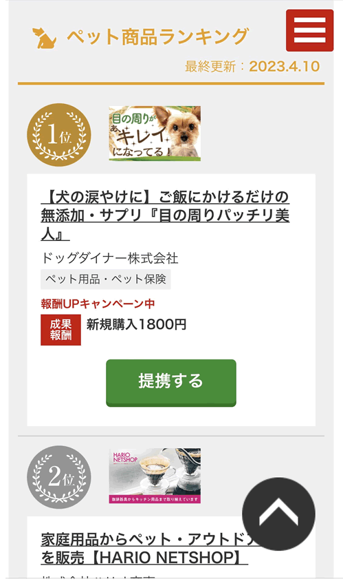 a8のペットフードランキング