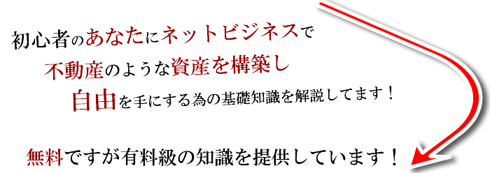 初心者のあなたもネットビジネスで不動産のような資産を構築し自由を手にするための方法を解説します!